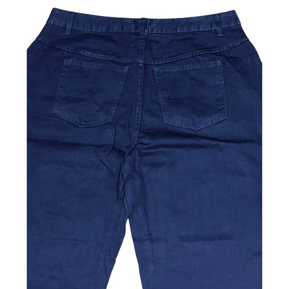 Woman Within NWOT Perfect Relaxed Cotton Jean Sz 12 Wide Petite Navy Blue - Picture 10 of 10